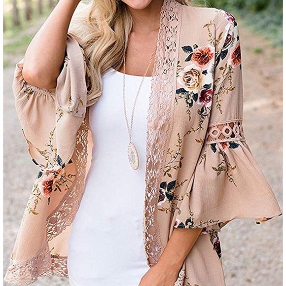 New Boho Cardigan Floral Print Kimono Bohemian - Picture 2 of 5